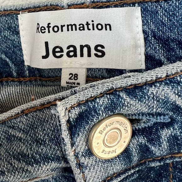 New Reformation Liza Ultra High Rise Straight Leg Jeans Malta NWT Denim Women 28 - Picture 8 of 13